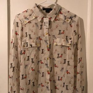 Pocket Front Button Down Blouse